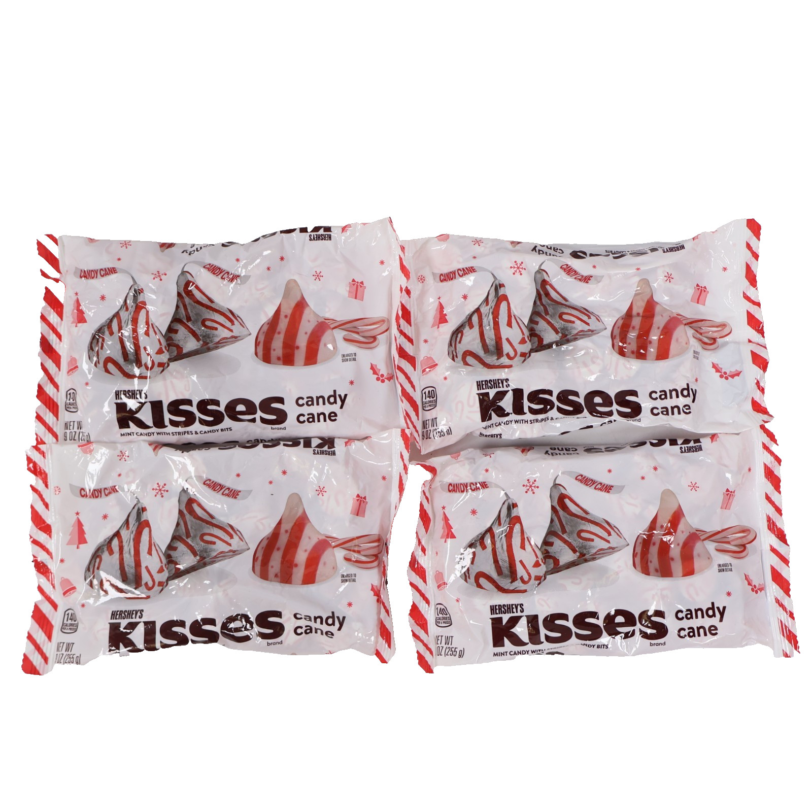 4 PACK Hershey’s Kisses Christmas Candy Cane Mint w/ Stripes & Candy Bits BB6/26