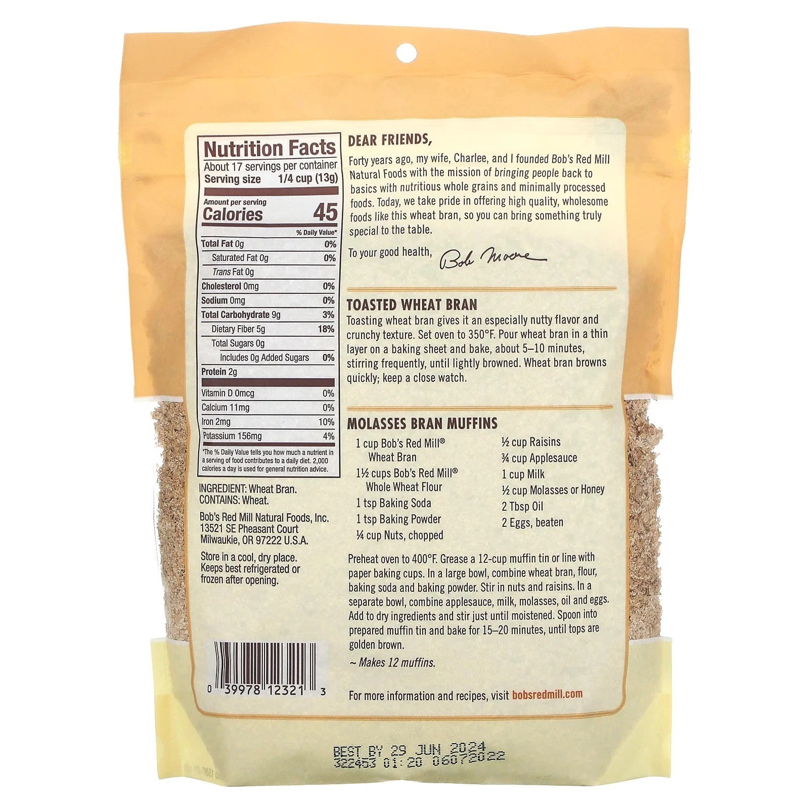 Bob’s Red Mill – High Fiber Wheat Bran 8oz (227 g)