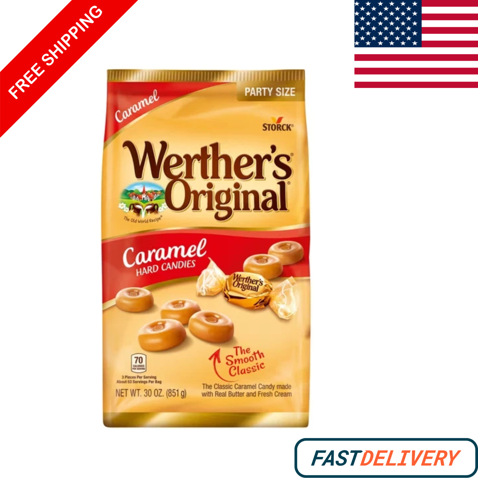 Werther’s Original Hard Caramel Candy, 30 oz Free Shipping
