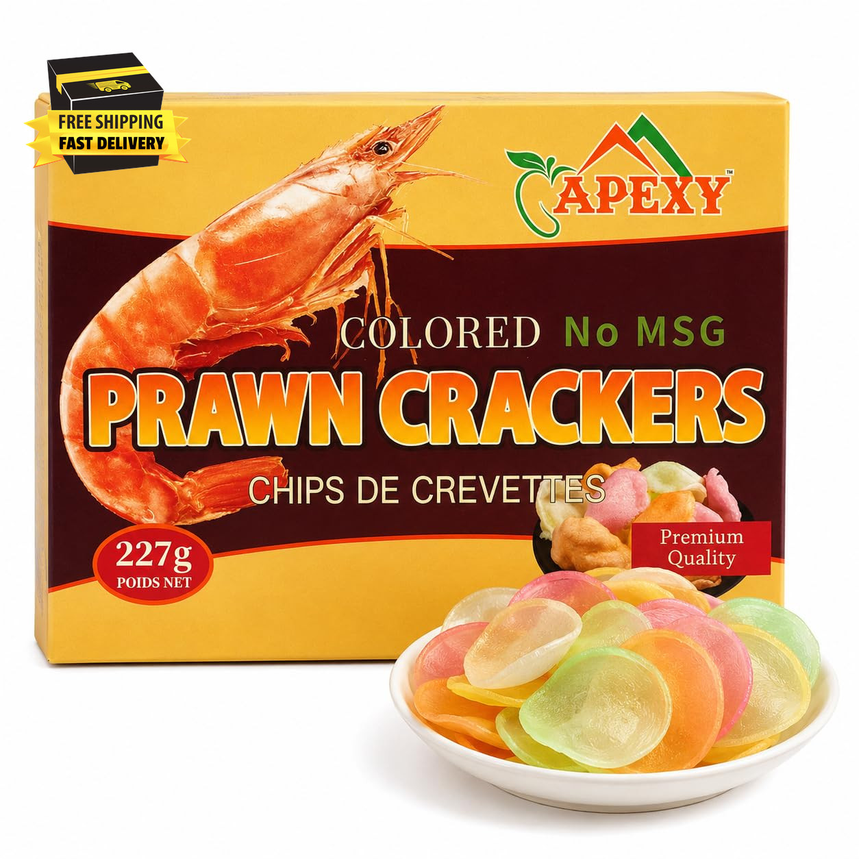 Prawn Crackers Uncooked Shrimp Chips, Multi-Color No MSG Added Asian Shrimp Crac