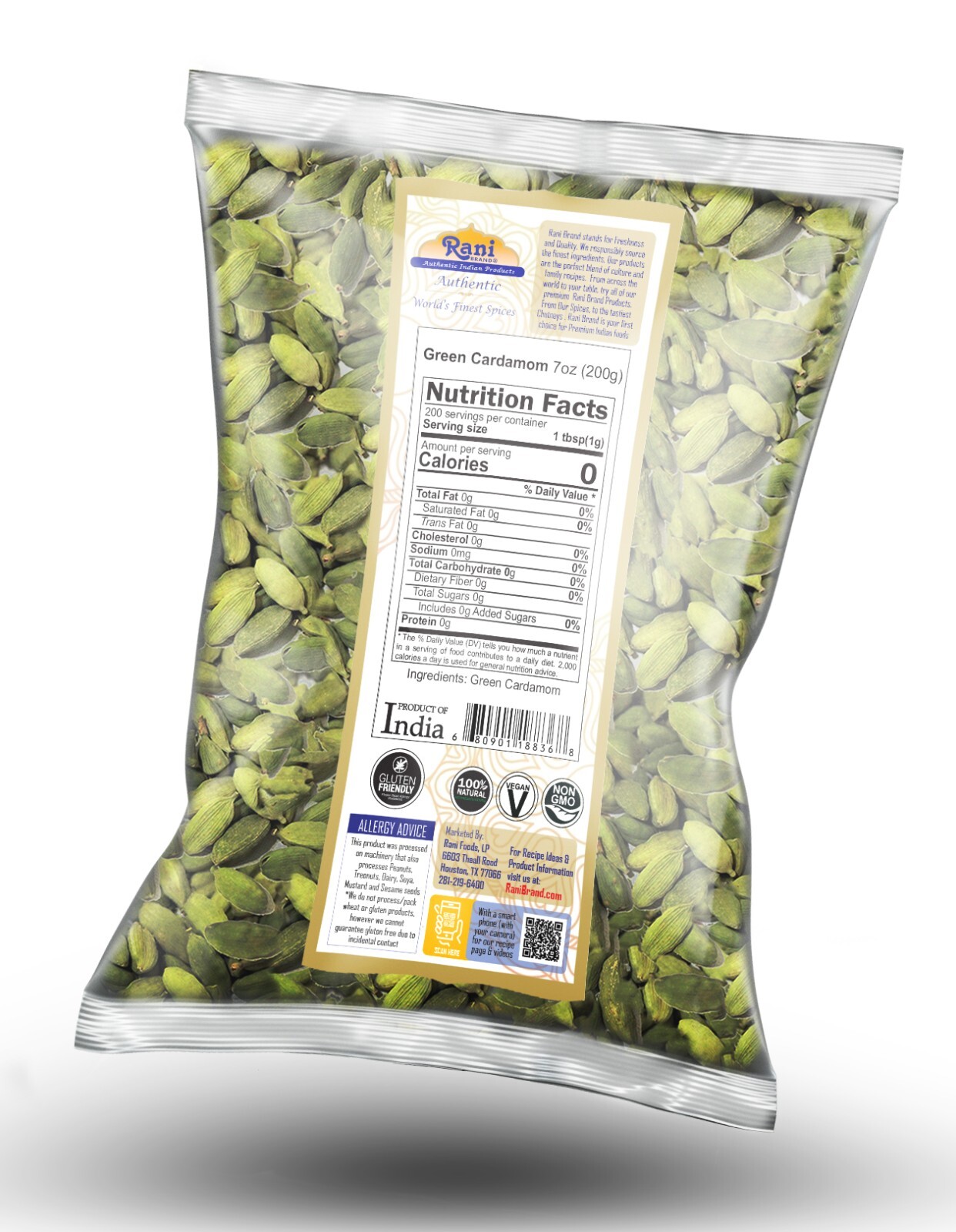 Rani Green Cardamom Pods Spice (Hari Elachi) 7oz (200g)