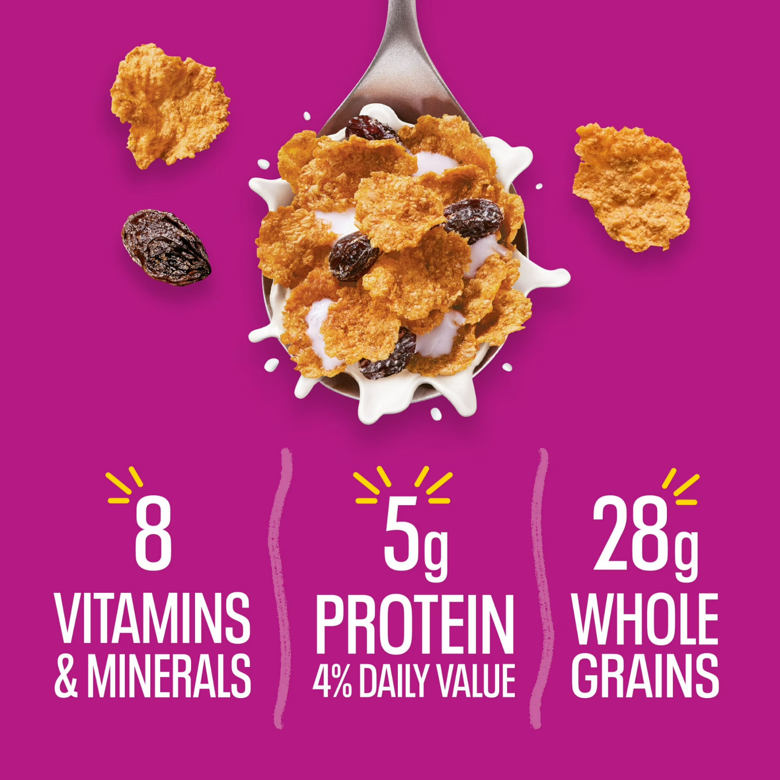 Kellogg’s Raisin Bran Breakfast Cereal, High Fiber, 28g Whole Grain, Mega Size