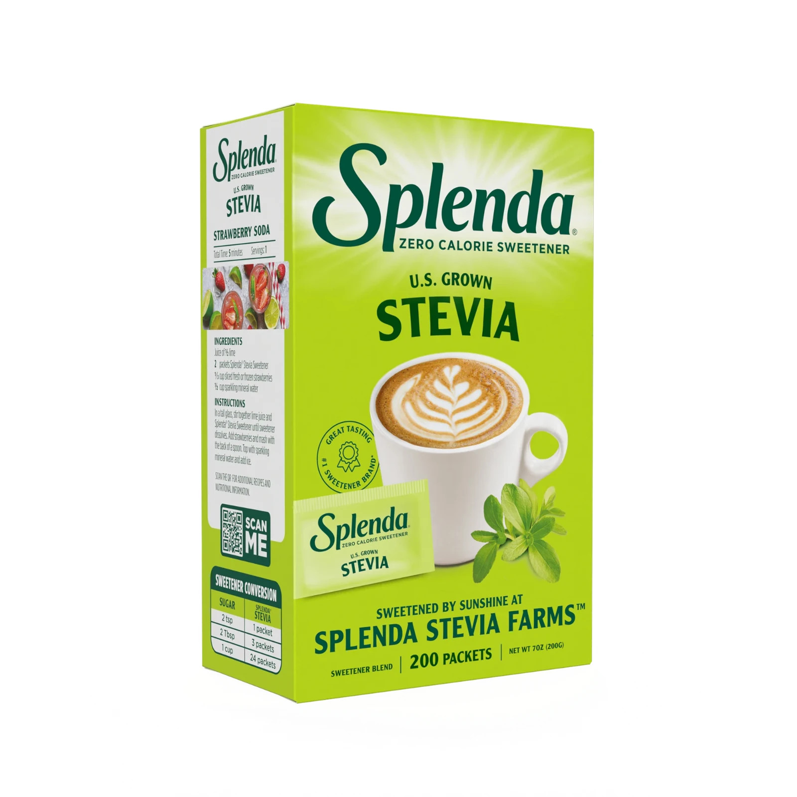 SPLENDA Stevia Zero Calorie Sweetener, Sugar Substitute Packets, 200 Count