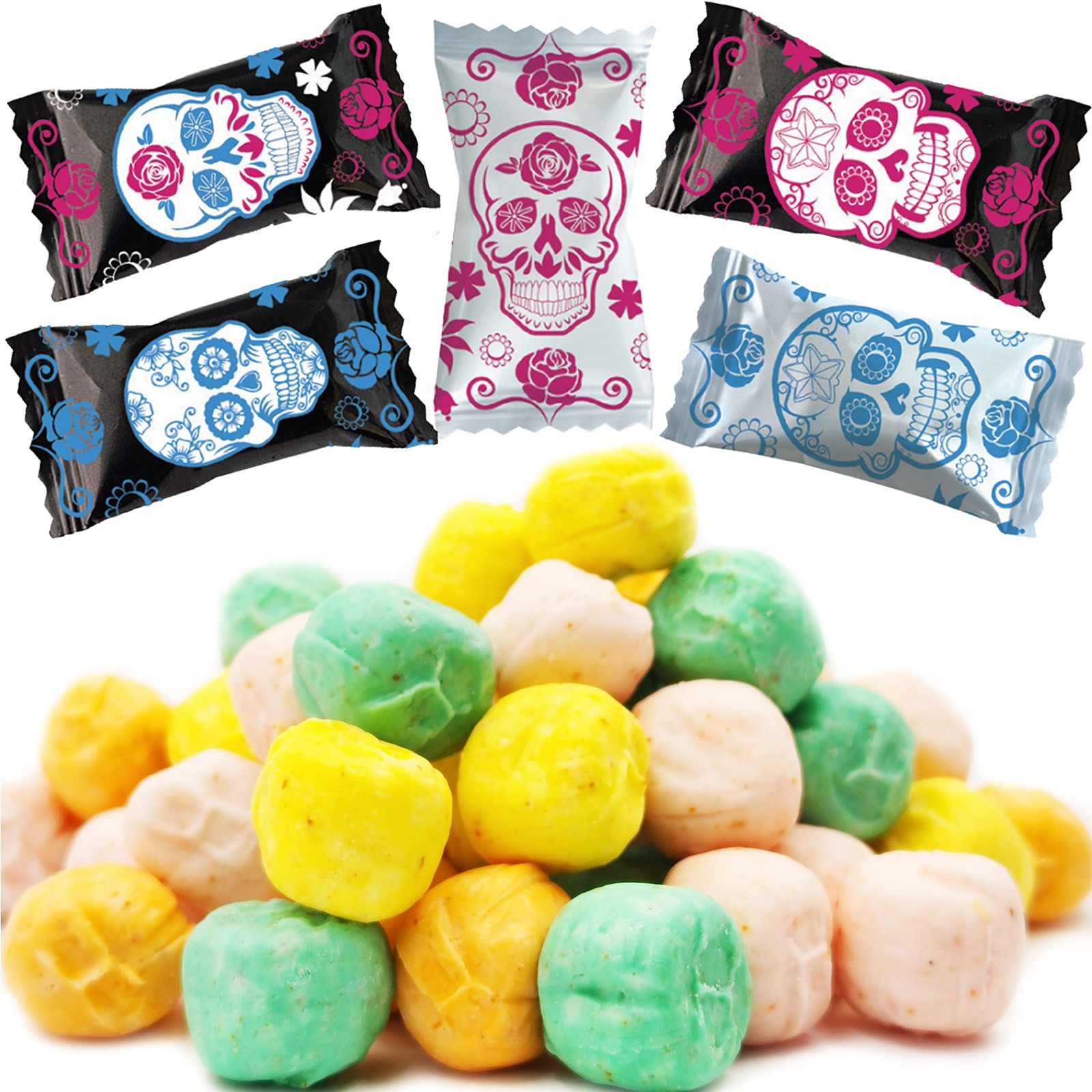 Fruidles Day of the Dead Skull Buttermints, Multicolor 300 Count,