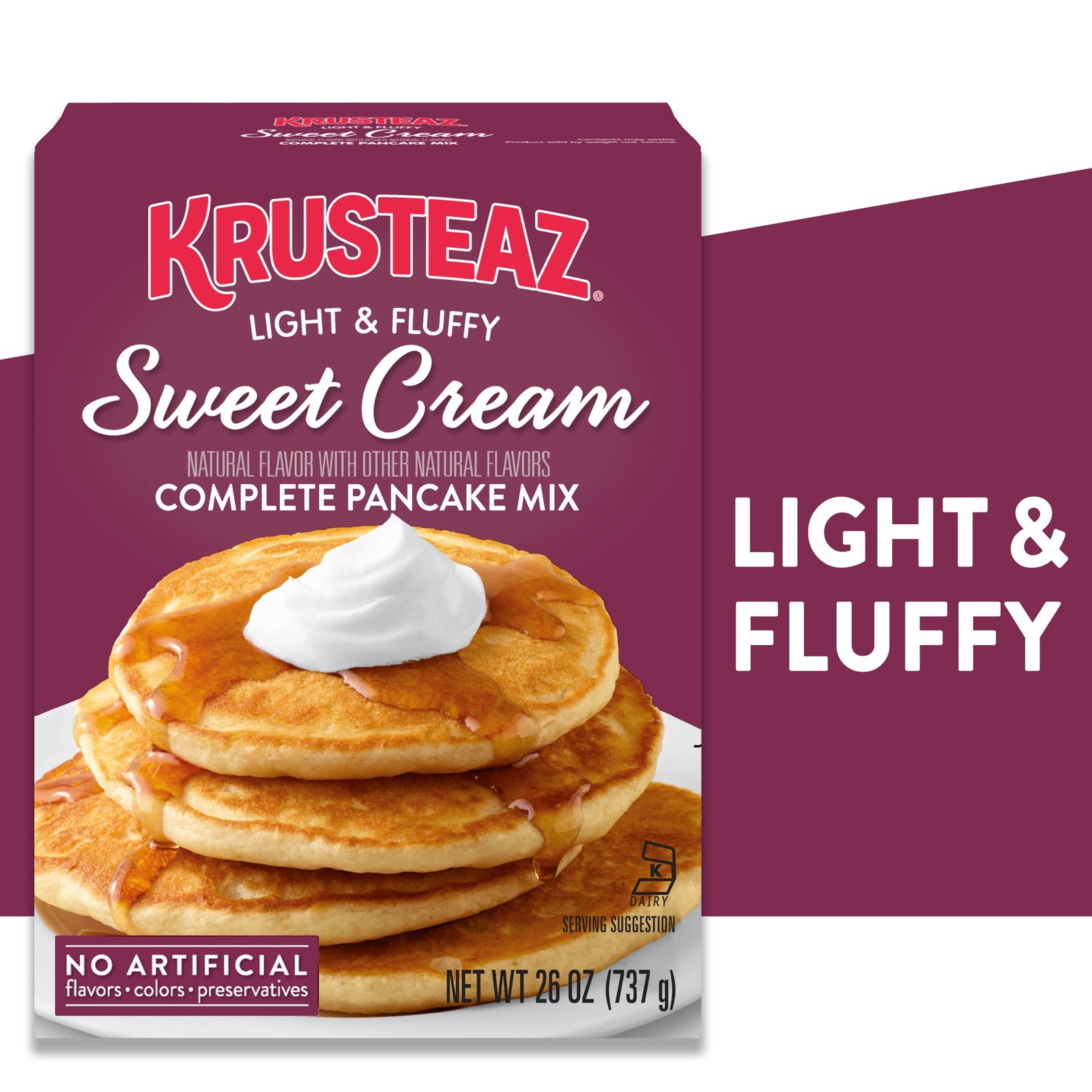 Light Fluffy Sweet Cream Pancake & Waffle Mix – 26oz (4 Pack)
