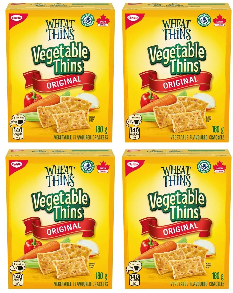 Wheat Thins Vegetable Thins Crackers, 180g (4 Pack)