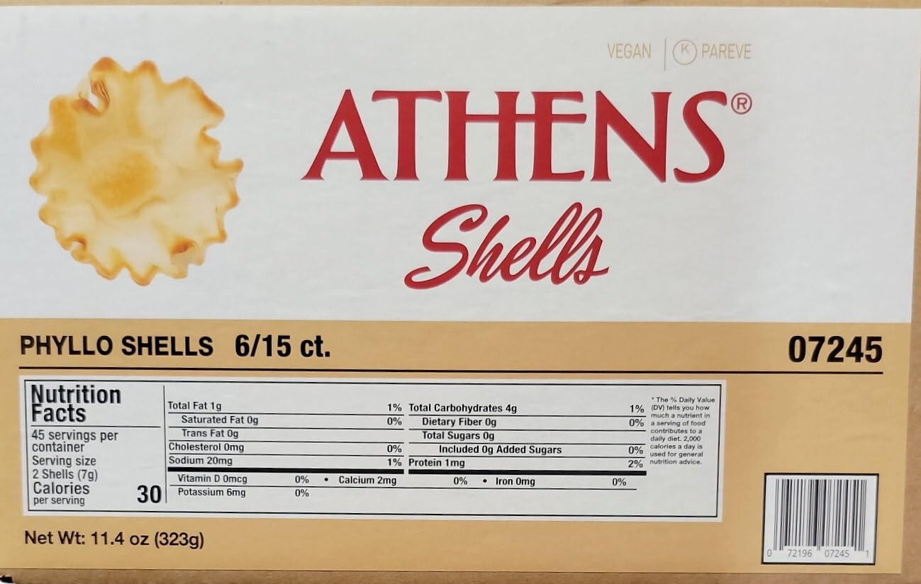 Athens Mini 1.5″ Pastry Phyllo / Fillo Shells 6-15 CT Trays (90 PCS)
