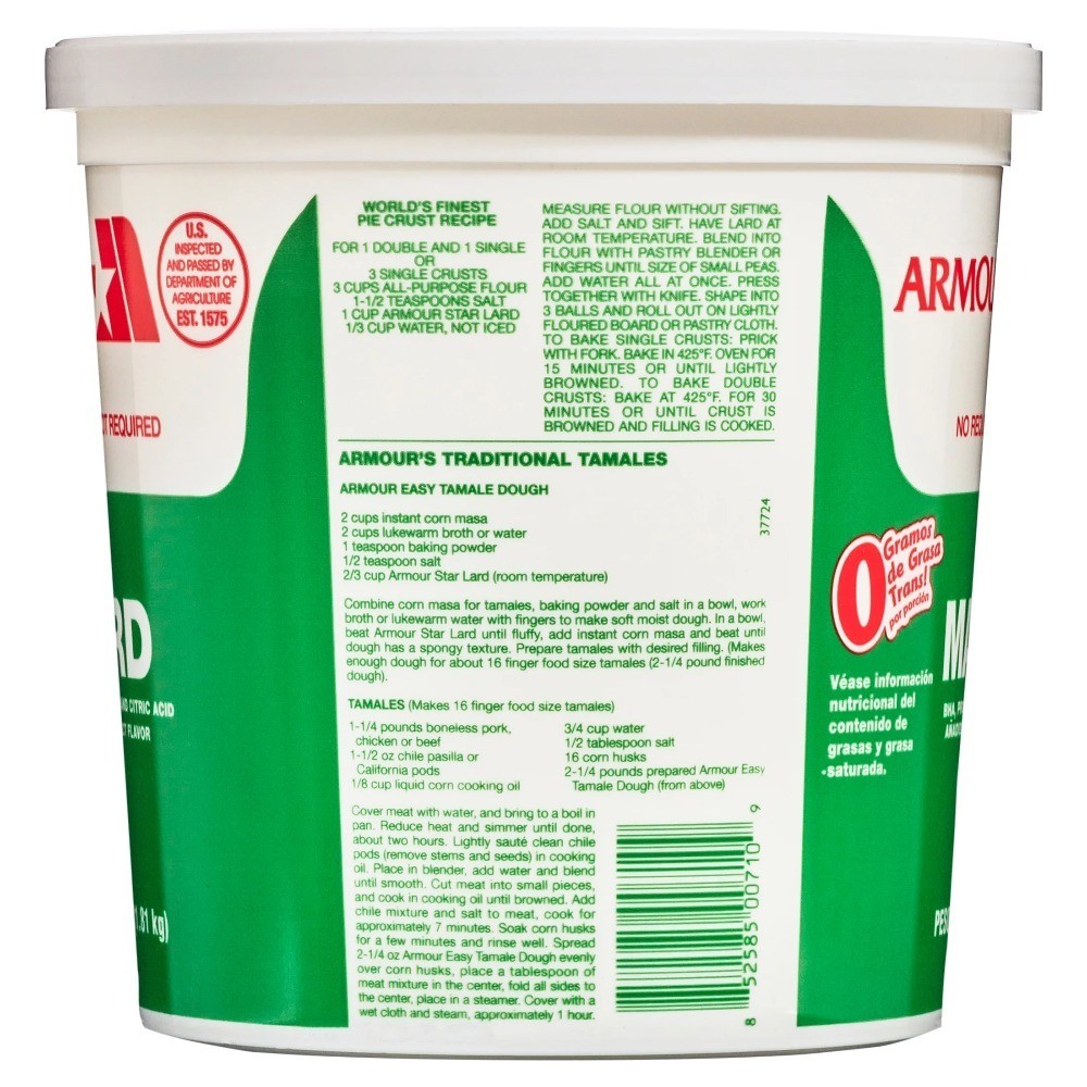 Fresh Pure Lard 4 Pound Tub Cooking Baking Frying Shortening
