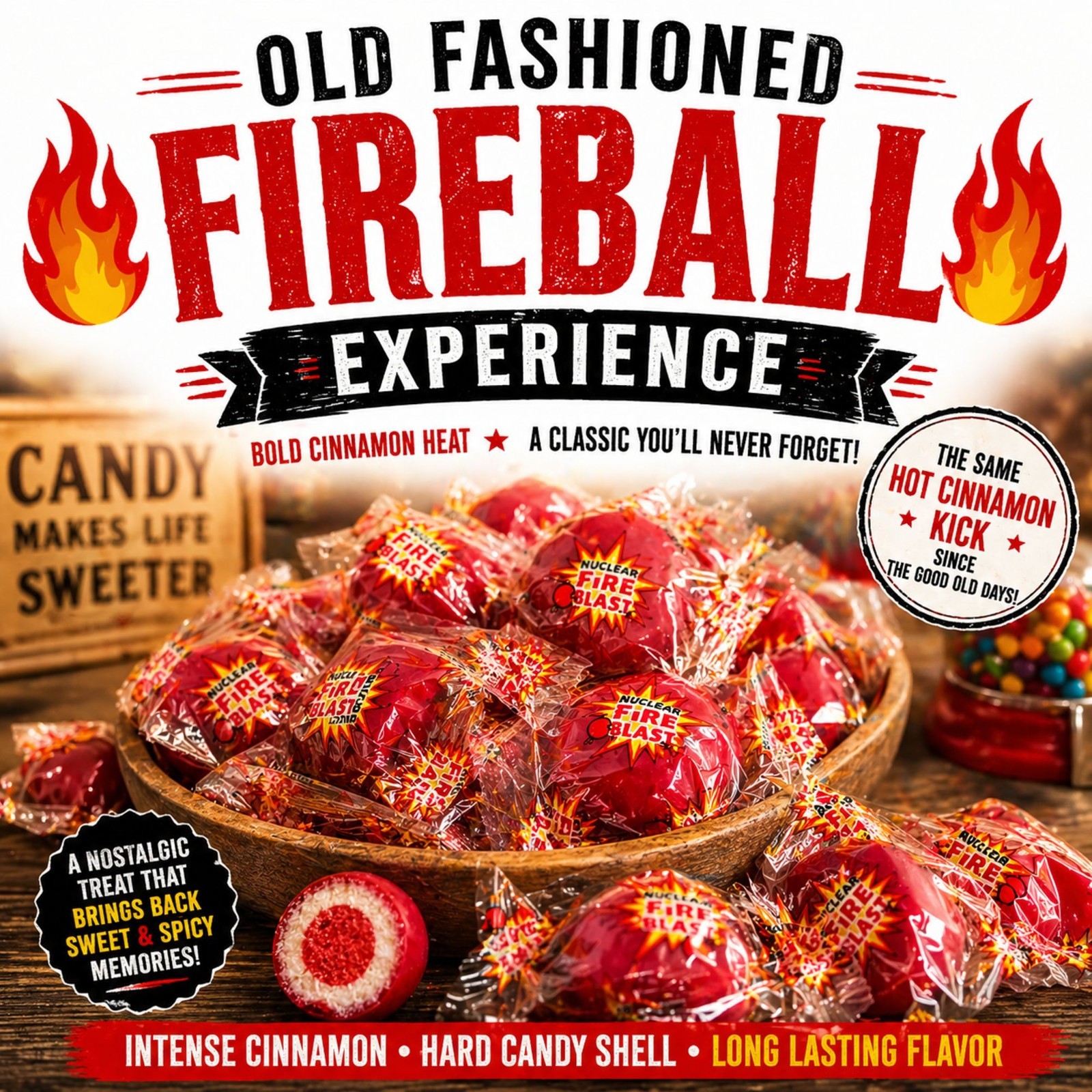 Fire Ball Fire Blaster Cinnamon Jawbreaker Hard Candy Bulk 2 lb