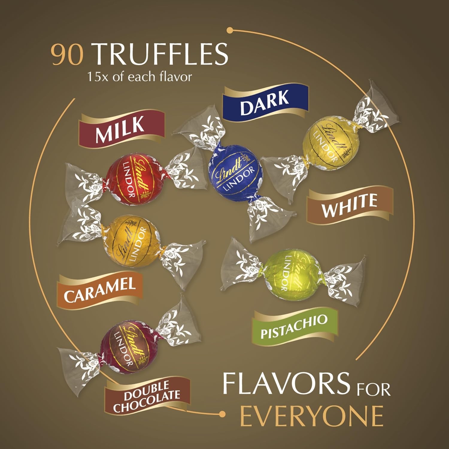 Lindt LINDOR Assorted Chocolate Truffles 90 Count Gift 38.4 Ounce (Pack of 1)