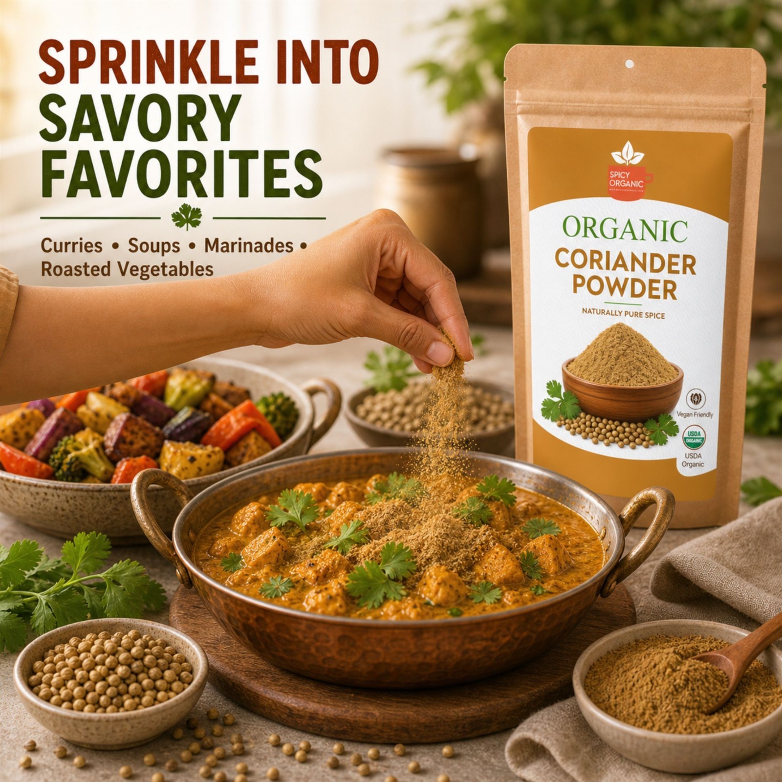Spicy Organic Coriander Powder 8 oz | USDA Organic