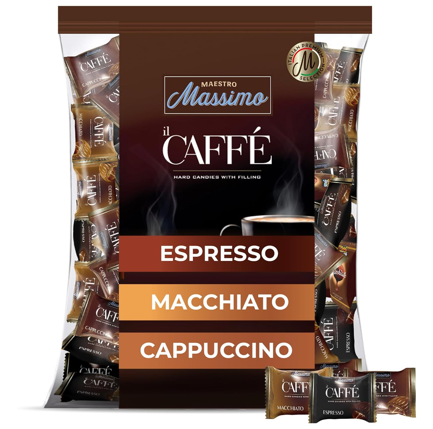 Maestro Massimo Assorted Coffee Candy – Individually Wrapped 7.05 oz Bag, 3mg Ca