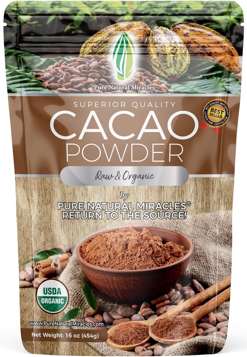 Cacao Powder Organic – Raw, Unsweetened, Non-Alkalized Cocoa – Ceremonial Grade,