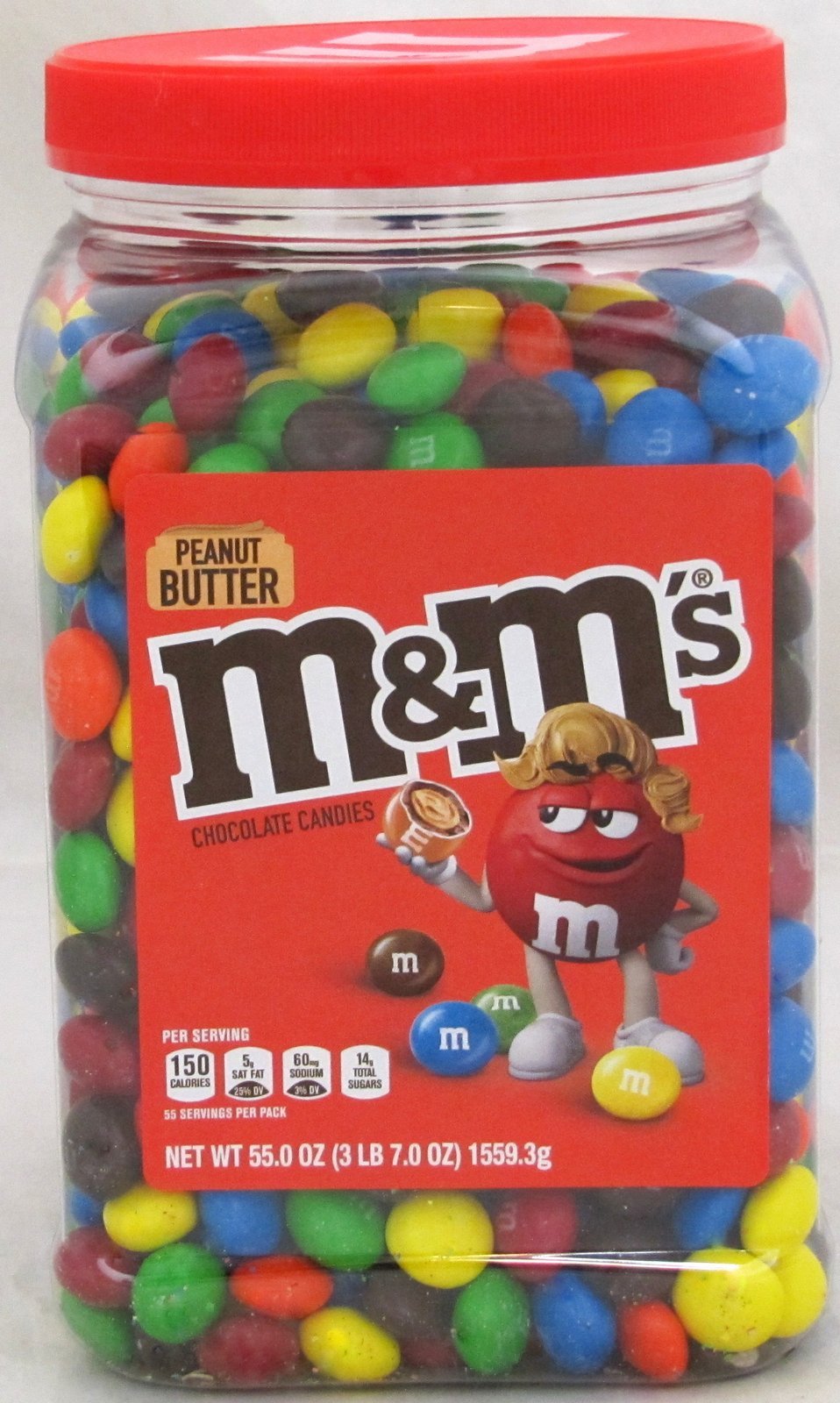 M&Ms Peanut Butter Candy 55 oz Jar M&M’s M & M Chocolate Candies Tub Bulk 3.43LB