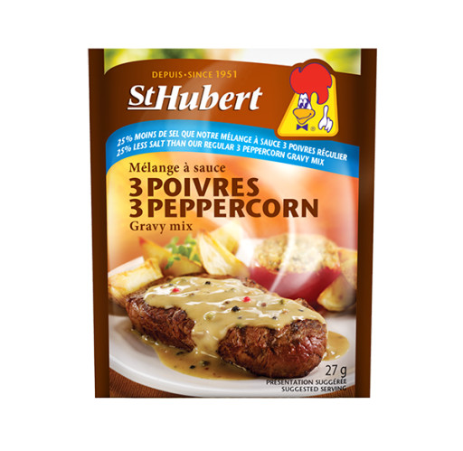12 PACK St Hubert 3 Peppercorn 25% Less Salt Gravy Sauce Mix 27g FRESH DELICIOUS