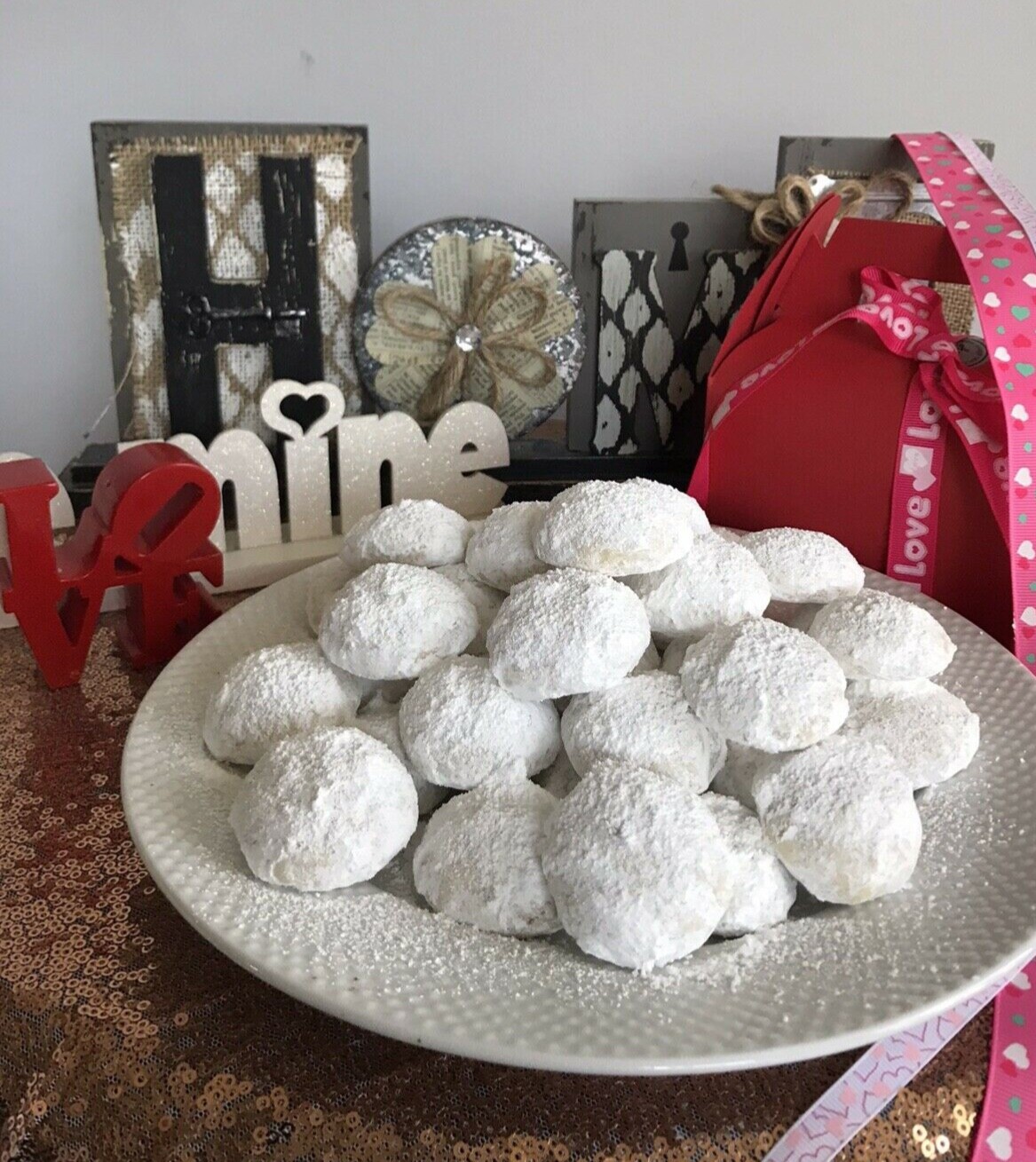 Homemade Cookies Snowball Pecan Or Walnuts 200 Cookies . Cello Bag, 4 Boxes.