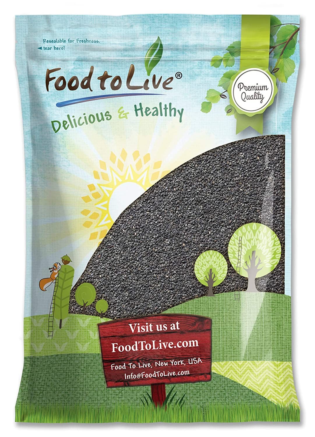 Black Sesame Seeds- Raw, Unhulled, Kosher, Vegan, Bulk, Kala Til – Food to Live®