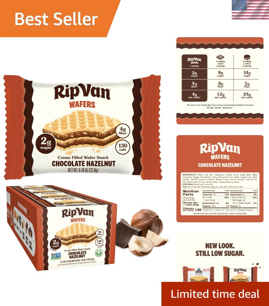 Individually Wrapped Keto Chocolate Hazelnut Wafers – Low Carb Snack 12.48oz
