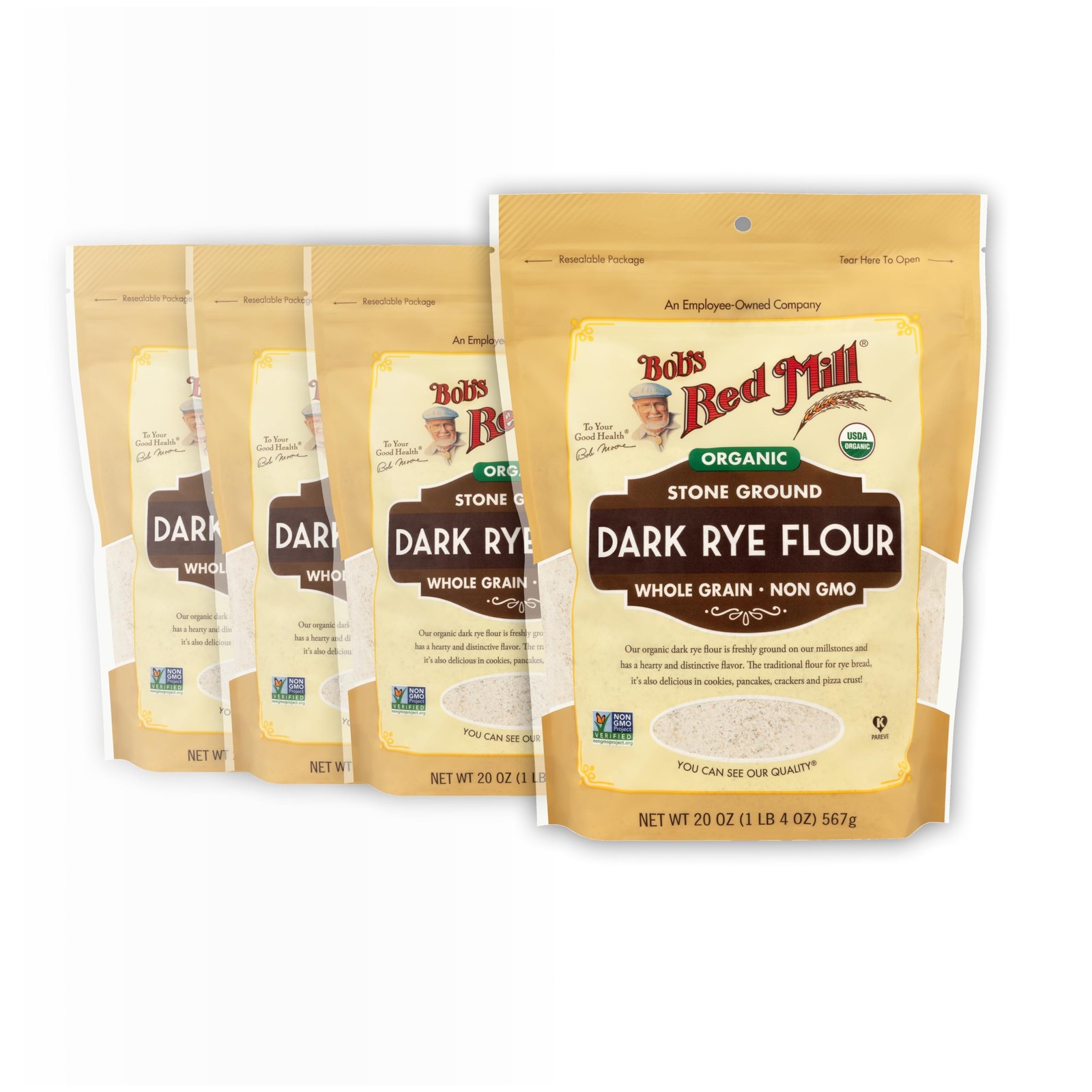 Bob’s Red Mill Organic Dark Rye Flour, 20oz (Pack of 4) 20 Ounce