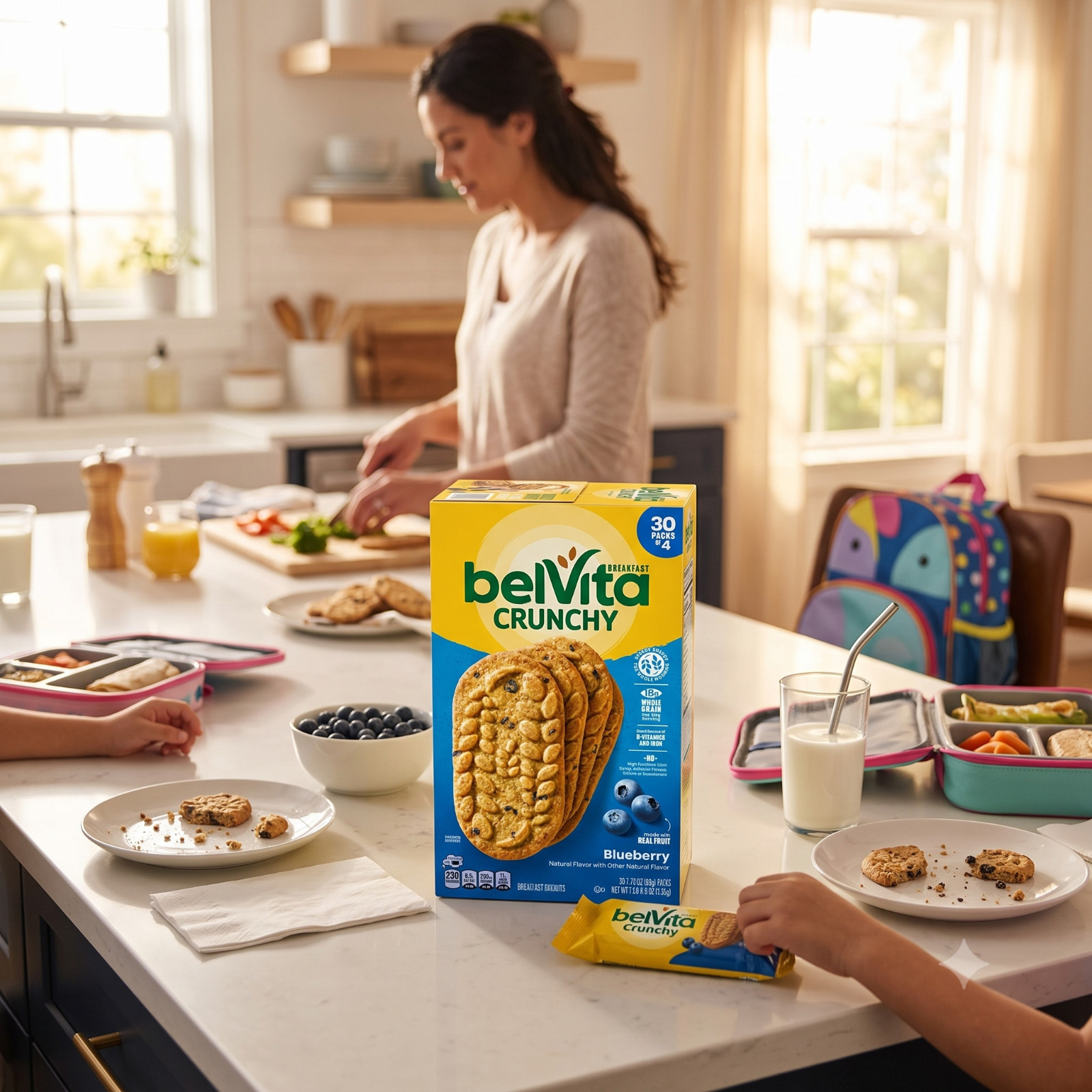 2 Pack BelVita Breakfast Biscuits, Blueberry, 1.76 oz, 30-count