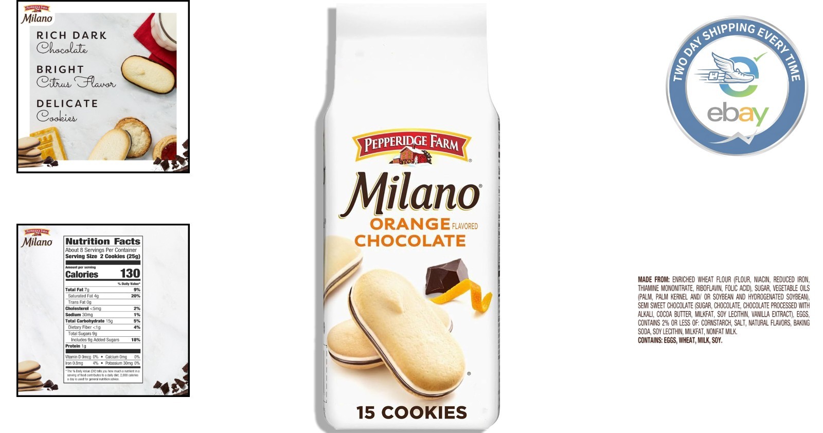 Indulge in Milano Cookies: Chocolate Orange Flavor, 7 Oz Size, 15 Crispy Cookies