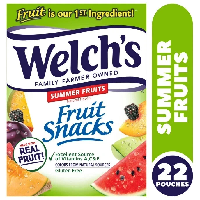 Welch’s Fruit Snacks Gluten-Free Summer Fruit Soft Fruit Snacks .8 oz (22 pack)