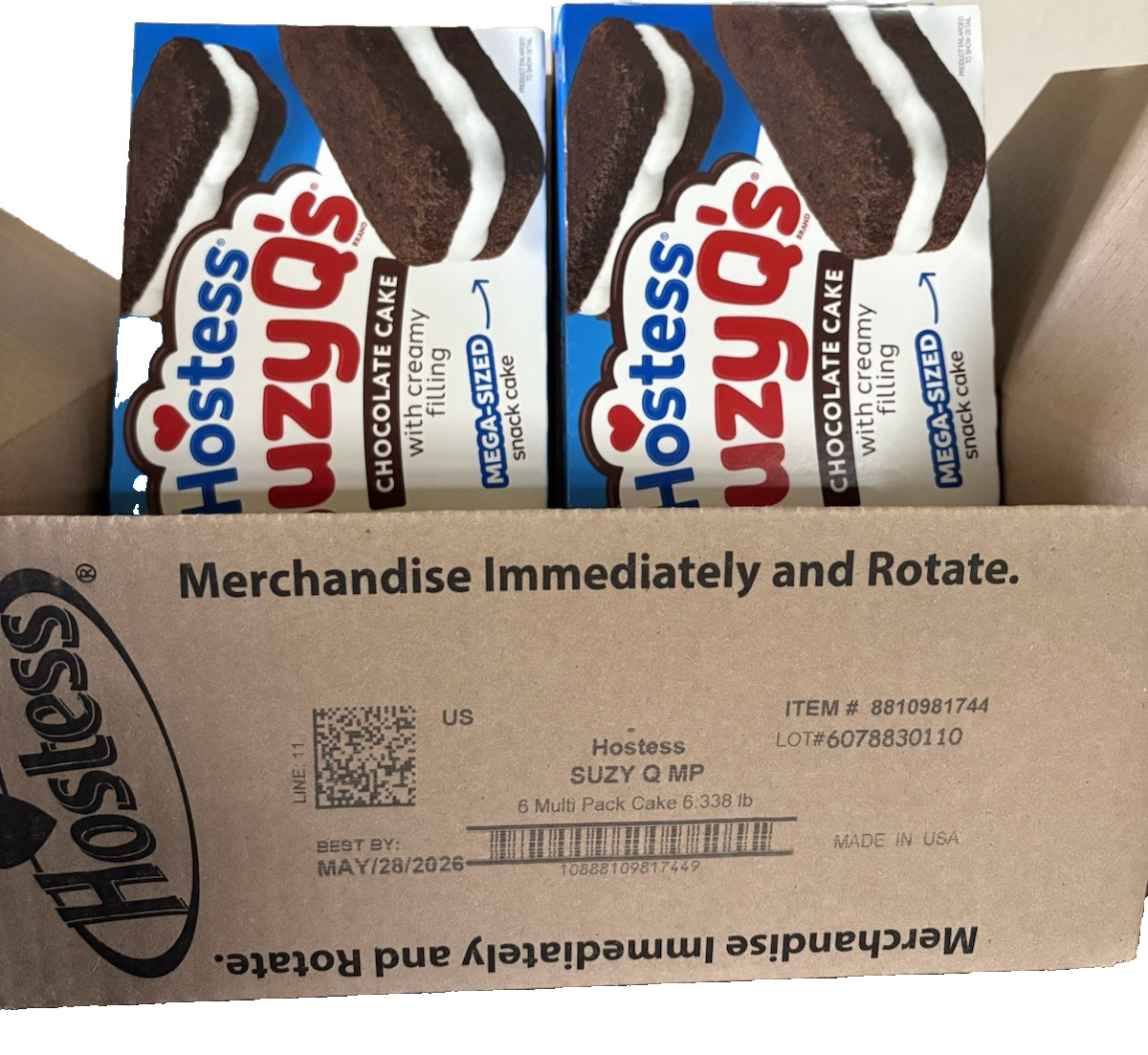 Hostess Suzy Q’s Chocolate Cakes with Creamy Filling – 6 boxes of 5 cakes