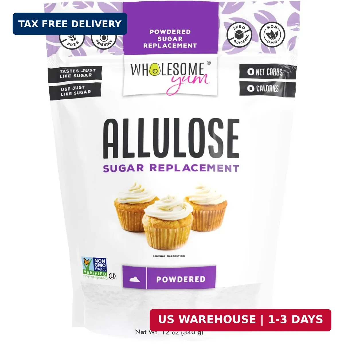 Wholesome Yum Powdered Allulose Sweetener – Natural Keto Powdered Sugar Substitu