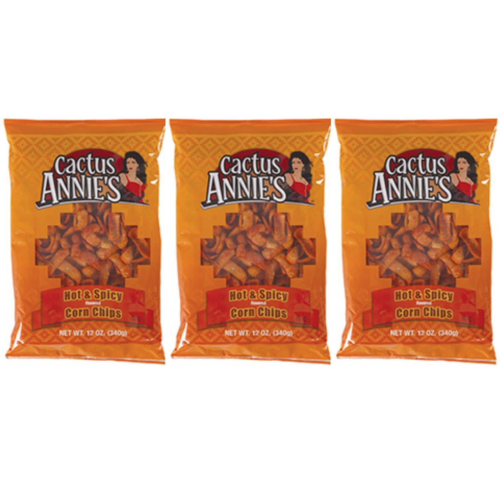 Cactus Annie’s Hot & Spicy Corn Chips, 12 Ounce Bags 3 Pack