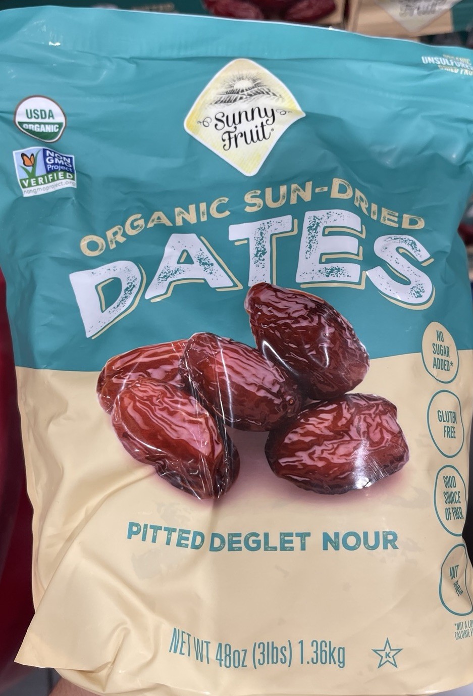 Sunny Fruit Organic Sun Dried Dates 3 Lbs (2 Pack)