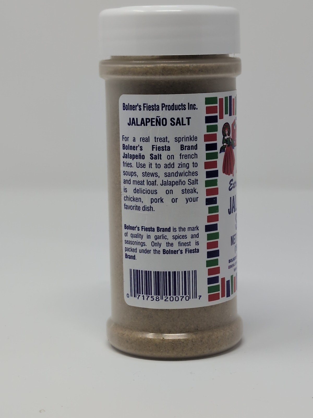 Bolner’s Fiesta Extra Fancy Jalapeno Salt 7 Ounce Plastic Shaker