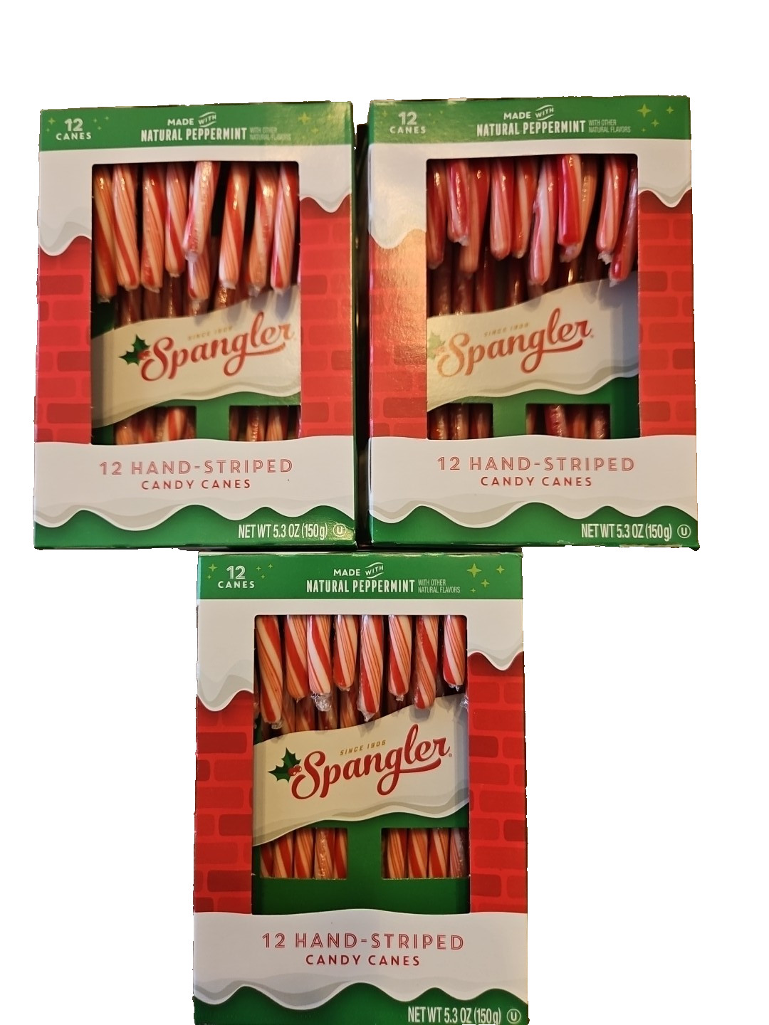 Spangler Candy Canes Natural Peppermint 3 boxes of 12 Exp. 05/29/27
