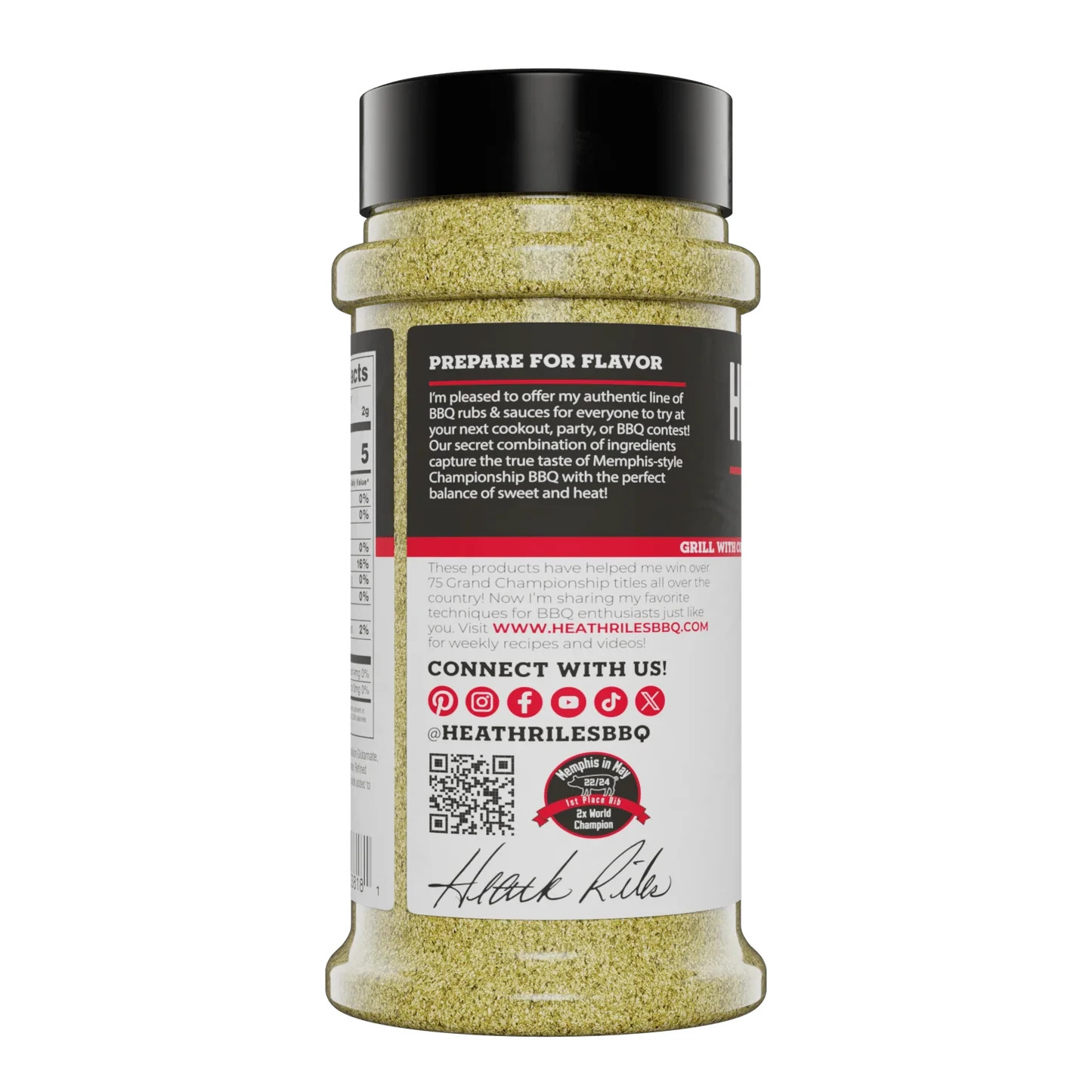 Heath Riles Garlic Jalapeno BBQ Rub 8 oz Seasoning for Smoking Grilling