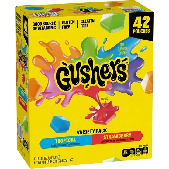 Gushers Fruit Snacks Variety Pack 0.8 oz, 42 Ct – Strawberry & Tropic