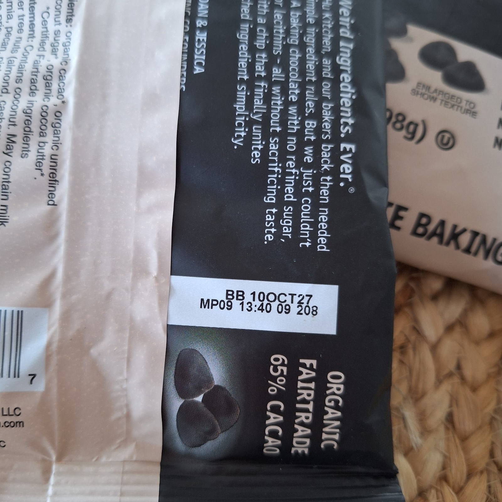 4 Bags Hu Organic Dark Chocolate Baking Chips 65% Cacao 10/2027