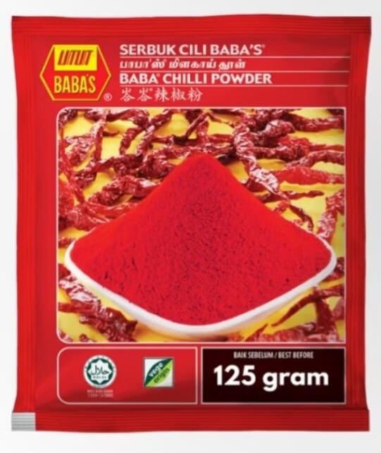 MALAYSIAN CHILLI POWDER – famous branded BABAS HURRYUP GRAB NOW (125g x 3 Packs)