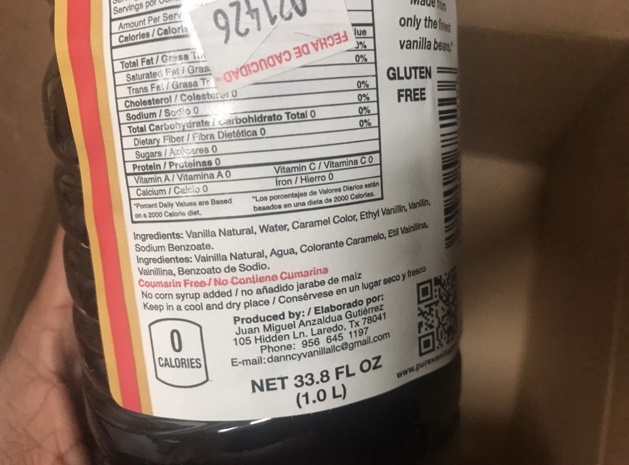 Four (4) Danncy Pure Mexican Vanilla Extract – Dark Color (1 Liter each)
