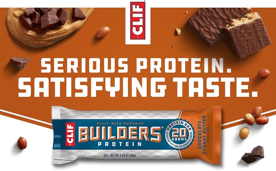 CLIF BUILDERS Protein Bars – Chocolate Peanut Butter Flavor – Plant Based