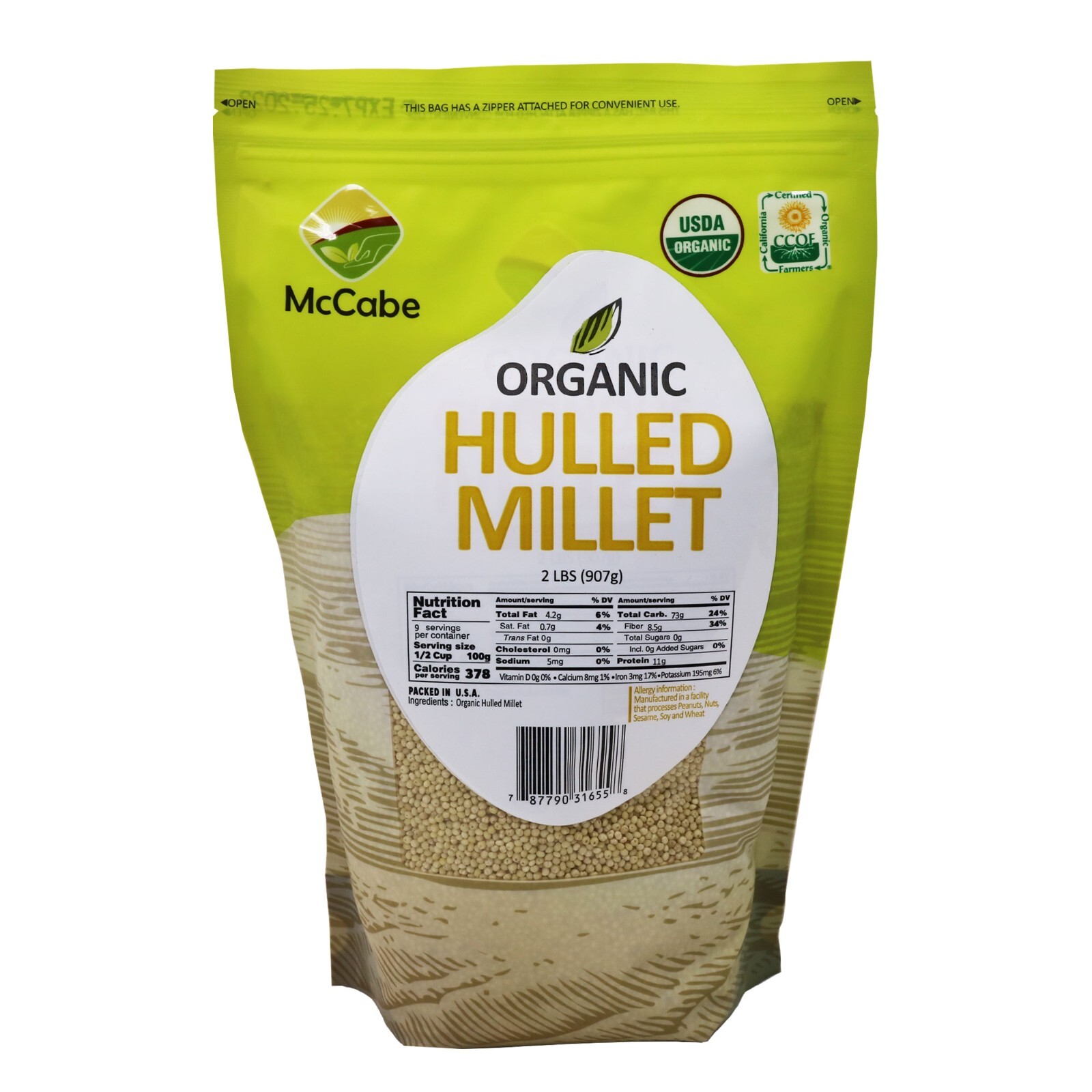 McCabe Organic Hulled Millet, 2lbs, USDA & CCOF Organic Certified