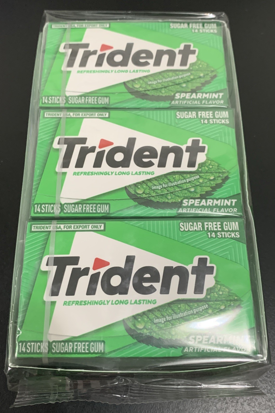 1 Box Trident Spearmint Sugar Free Gum 12 Packs of 14 Pieces BULK 168 Sticks