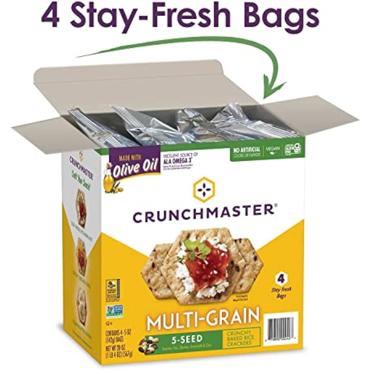 Crunch Master 5 Seed Multi-Grain Cracker with Olive Oil (5 oz., 4 pk.)
