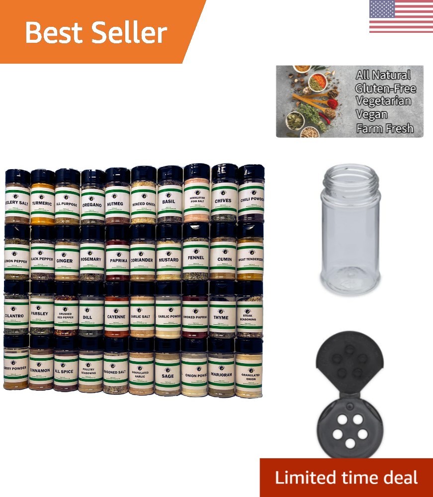 All-Natural 40-Count Spice Collection with BPA Free Shakers – Elevate Your Meals