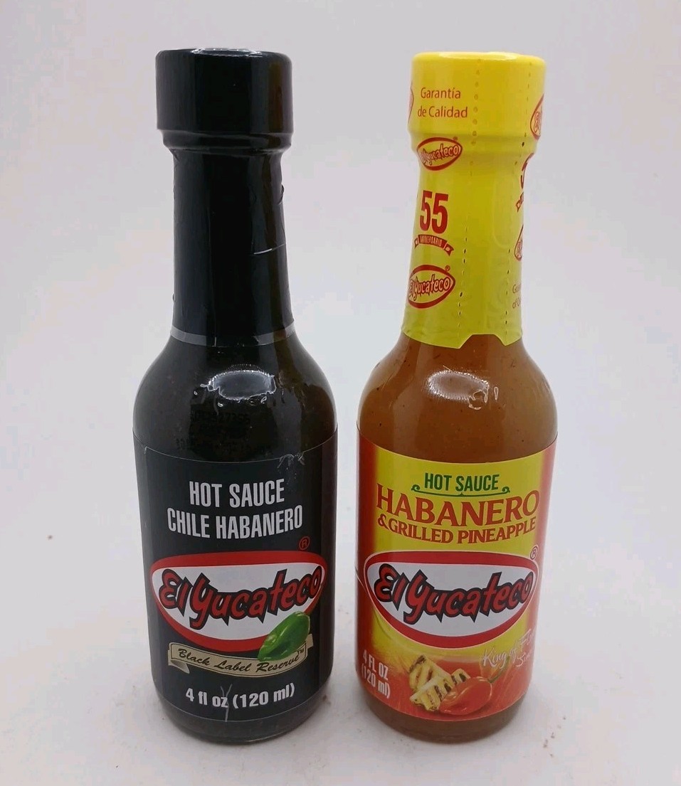 (Bundle) El Yucateco Black Label Reserve & Habanero and Pineappl Hot Sauce 4 oz