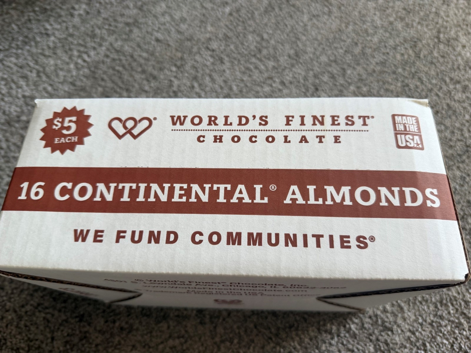WORLD’S FINEST CHOCOLATE Continental Almonds in Milk Chocolate 16 Boxes 1 – CASE