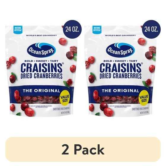 Ocean Spray Craisins Dried Cranberries Original 24 Oz Bag Each (2 PACK)