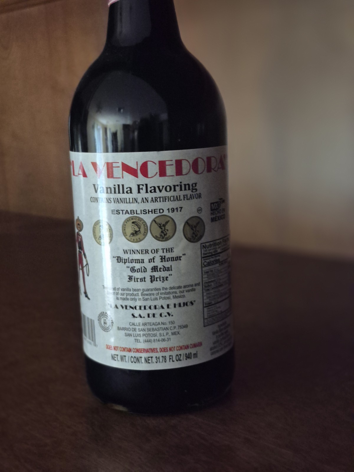 La Vencedora Mexican Vanilla Pura Glass Bottle 31oz From Mexico
