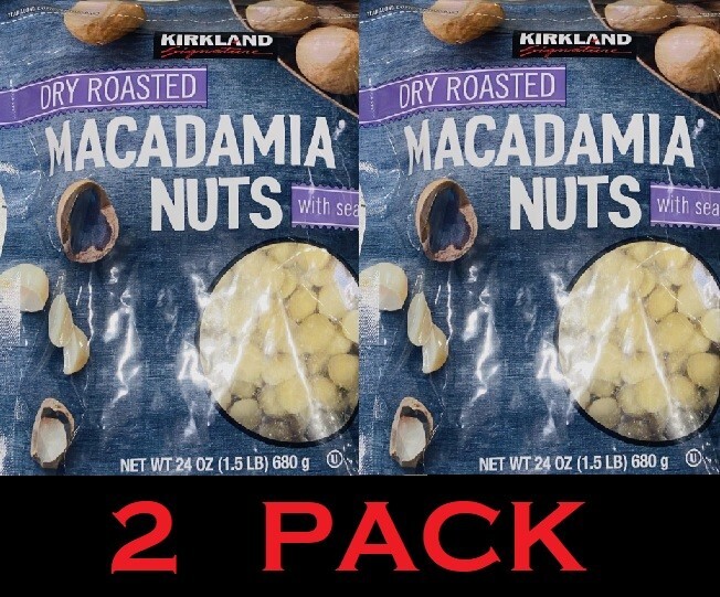 2x KIRKLAND Signature Dry Roasted MACADAMIA NUTS With SEA SALT 24 oz Bag 2 PACK