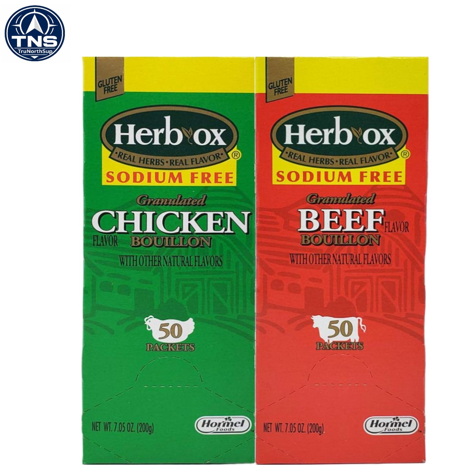 Herb-ox Sodium Free Bouillon Bundle Beef & Chicken Pack of 100 Dry Packets