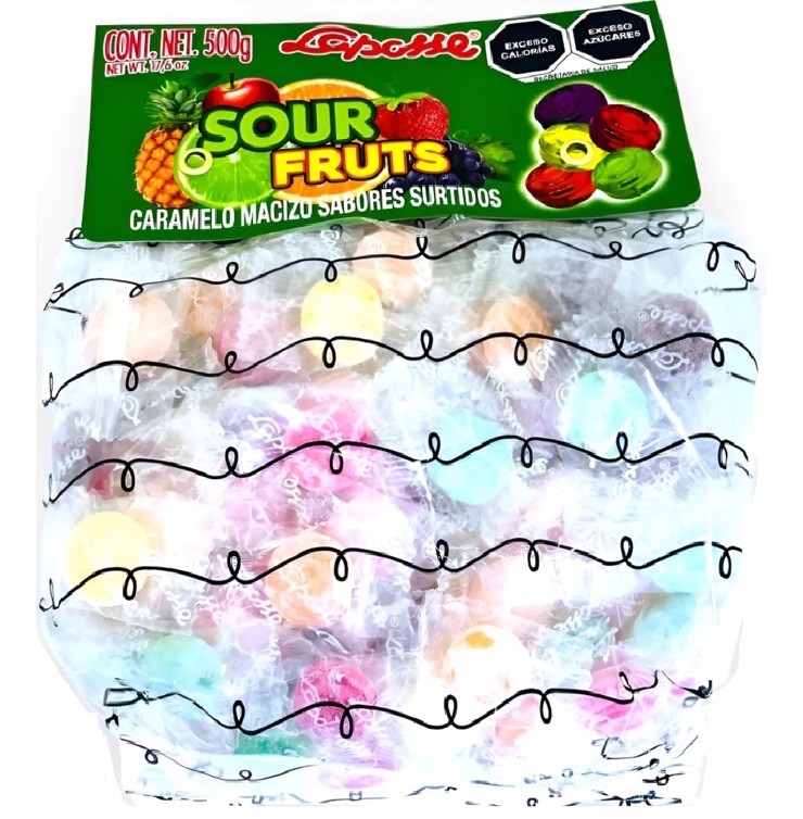 2 Pack Laposse Caramelo Sabor Sour Fruts 500g