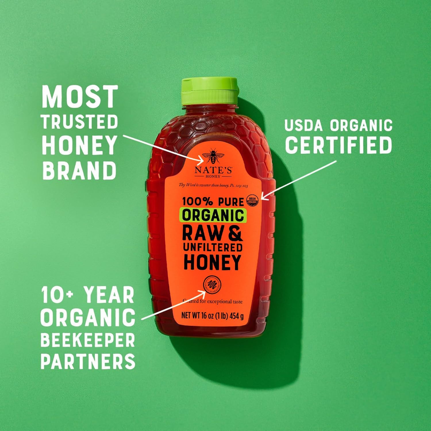 Nature Nate’s 100% Pure, Raw & Unfiltered, All-natural Sweetener Honey(Pick Size